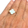 Gold Dipped Mother of Pearl Quatrefoil Adjustable Ring