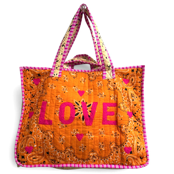 Quilted Bandana Love Tote Bag