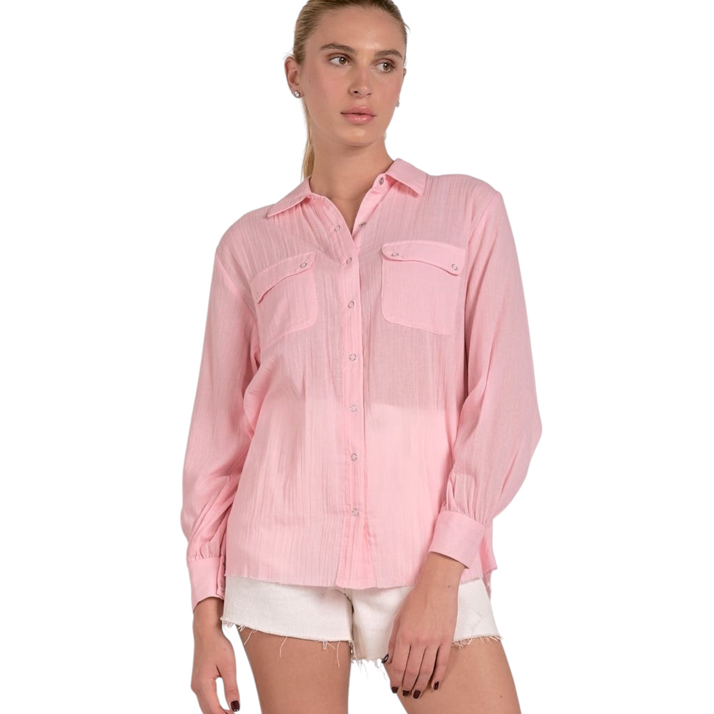 LIghtweight Gauze Snap Shirt