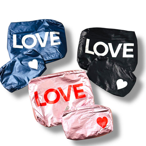2 Piece Love & Heart Cosmetic Bag Set