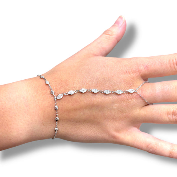 Delicate Marquis-Bezel Hand Chain