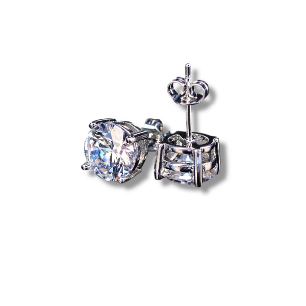 Round or Square CZ Stud Earrings