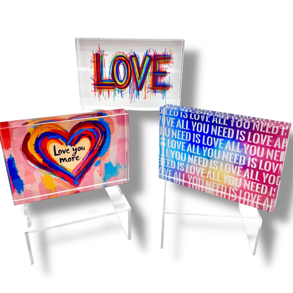 Love Crystal Block Paperweight Decor