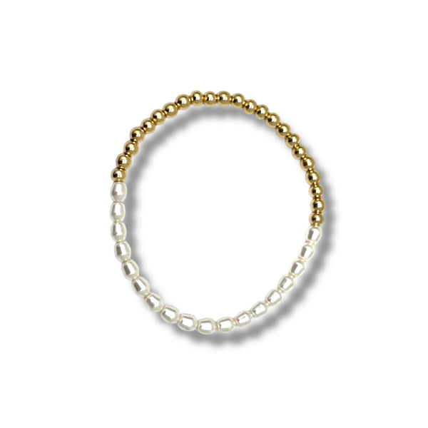 Pearl and Gold Bead Stretch Bracelet