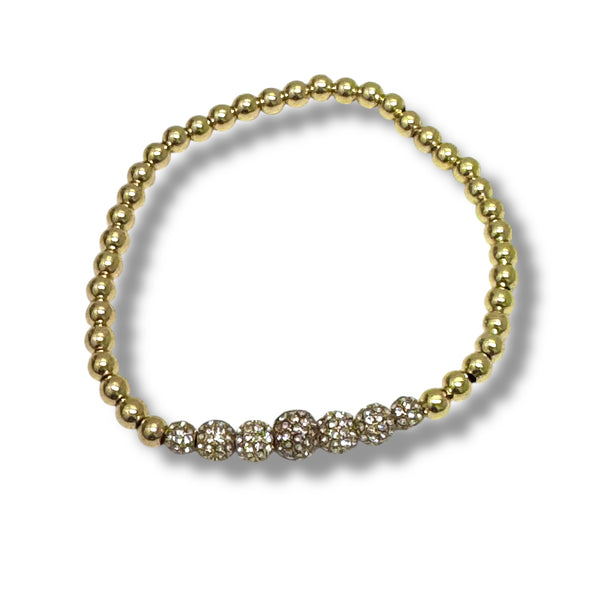 Graduated Pave Ball Beaded Bracelet