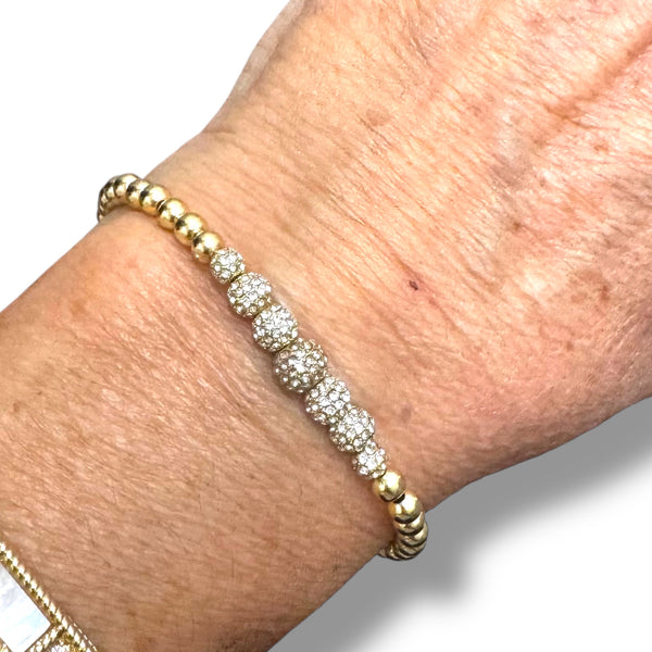 Graduated Pave Ball Beaded Bracelet
