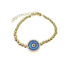 Gold Beaded Bracelet with CZ Evil Eye Charm