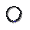 Onyx Stone Bead Evil Eye Stretch Bracelet