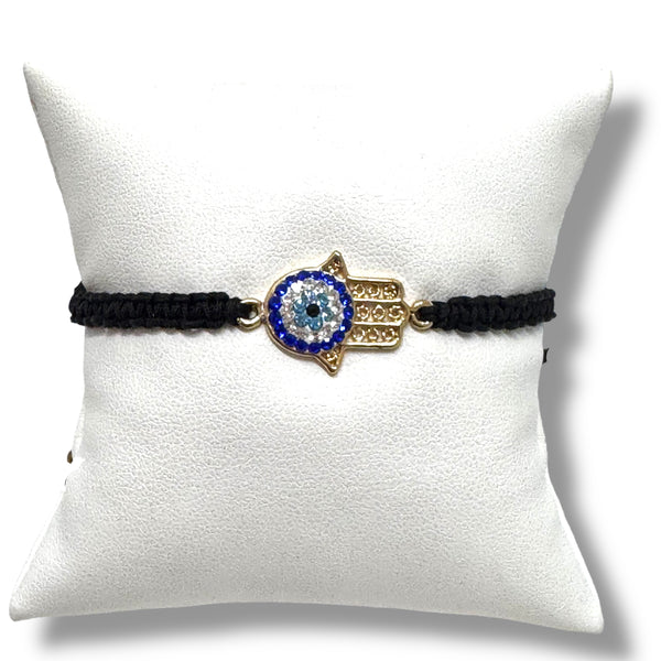 Macrame Bracelet with CZ Hamsa Charm