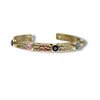 Hammered Gold Cuff Bracelet with Evil Eye