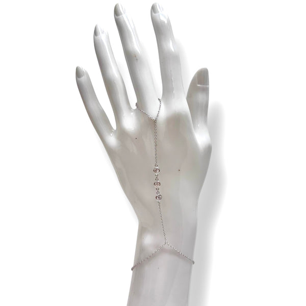 Triple CZ Bezel Dainty Hand Chain