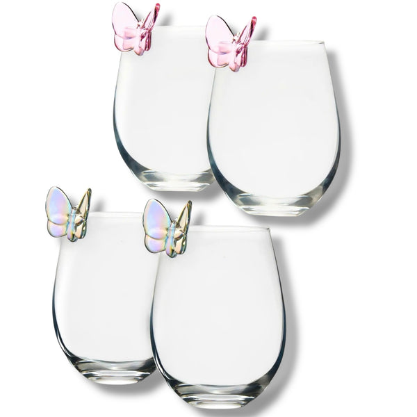Stemless Butterfly Wine Glasses
