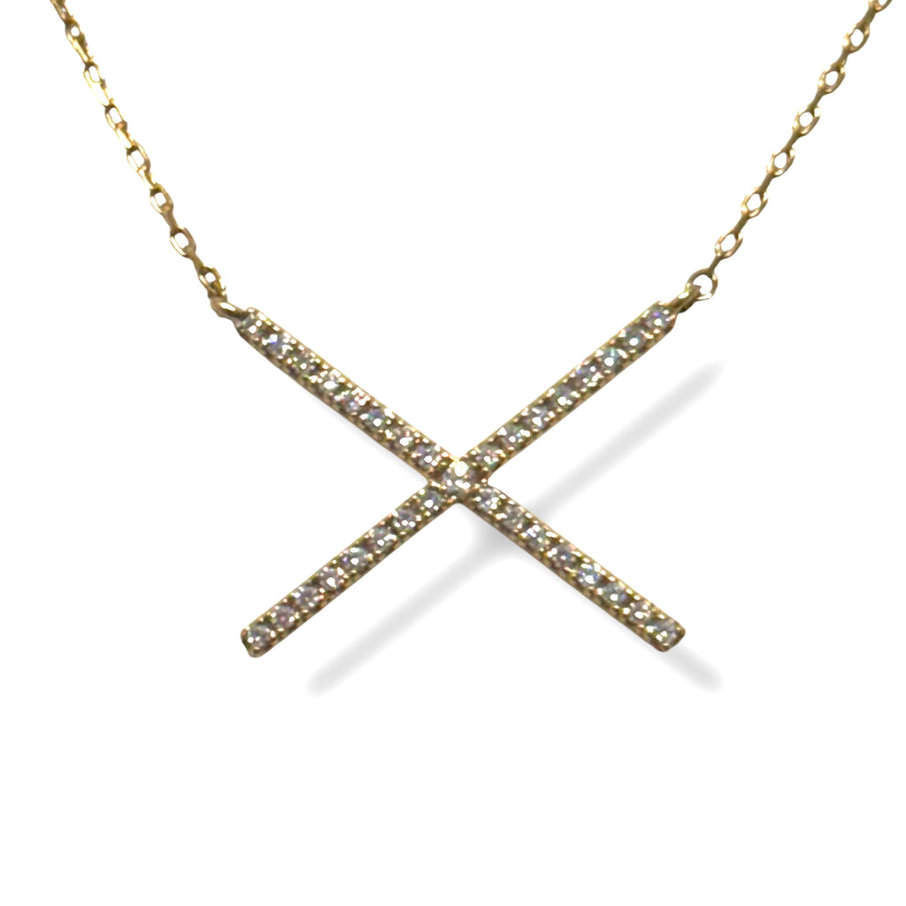 Large CZ "X" Necklace