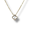 Medium Sterling Mother of Pearl Clover Necklace with CZ Trim