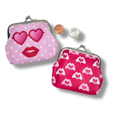 Heart Hands & Sunglasses Patterned Coin Purse