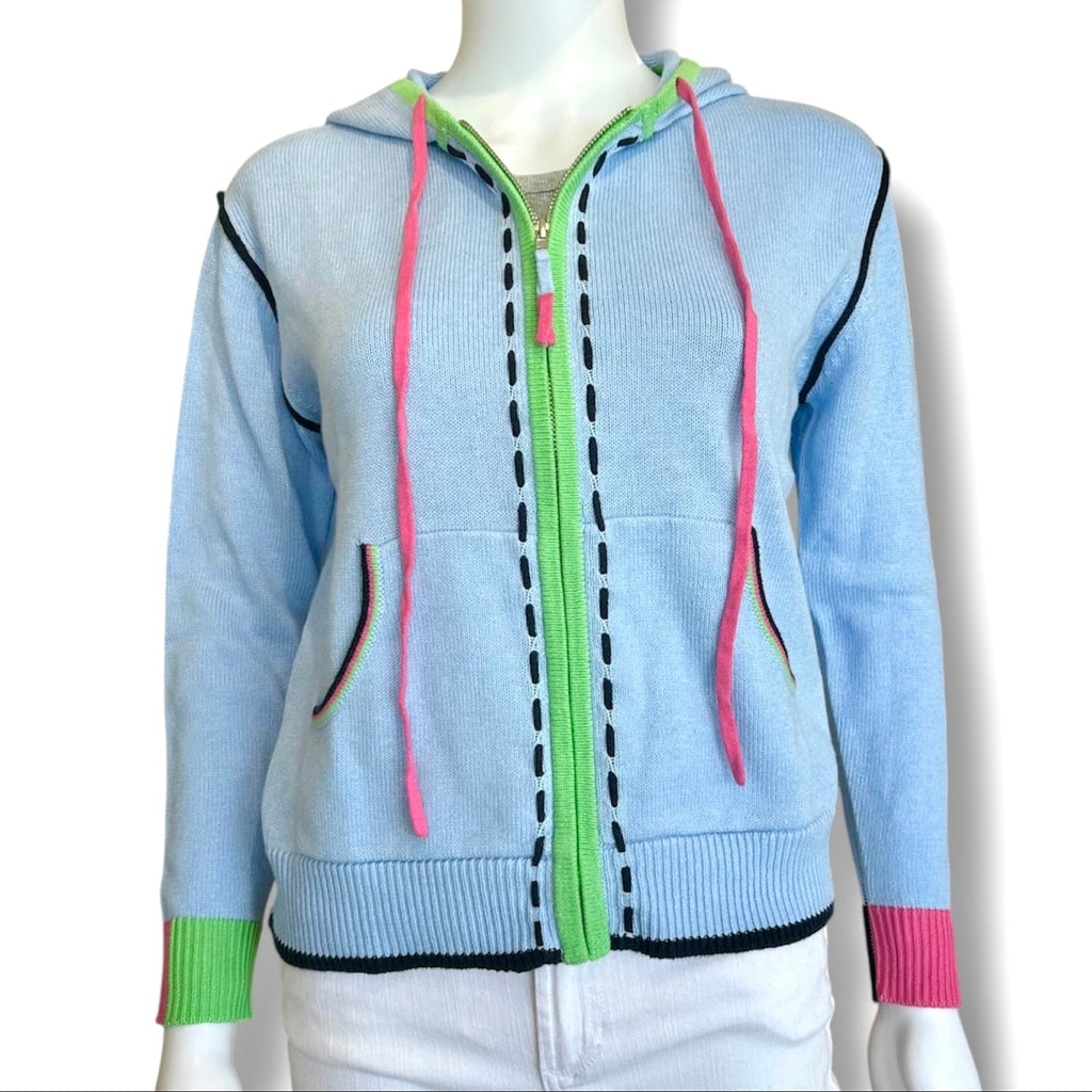 Zaket & Plover Sky Blue Threaded Hoodie