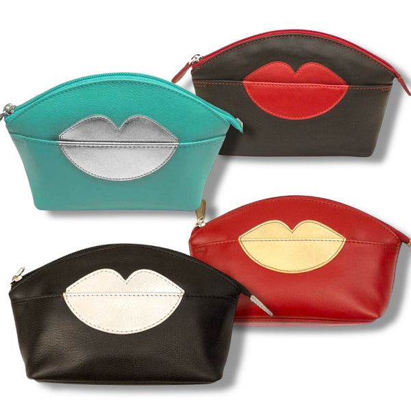 Leather Hot Lips Cosmetic Case
