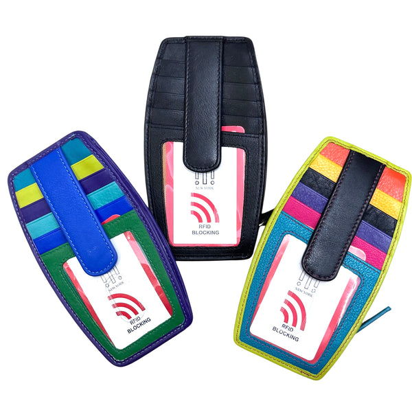 Genuine Leather Card Holder with Zip Pocket