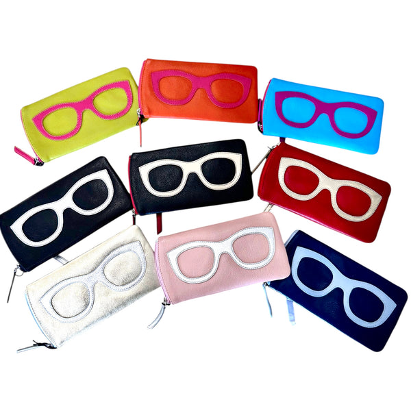 Leather Double Zip Eyeglass Case