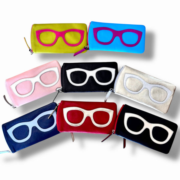 Leather Double Zip Eyeglass Case