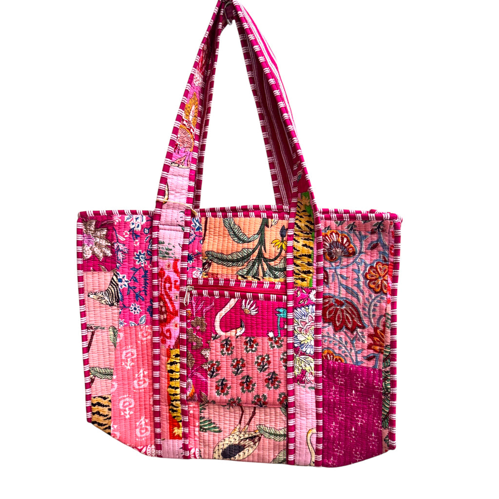 Cotton Block Patch Tote Bags