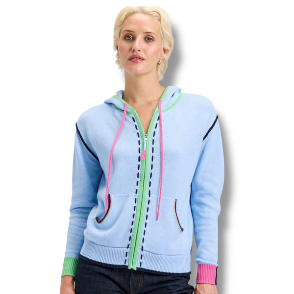 Zaket & Plover Sky Blue Threaded Hoodie