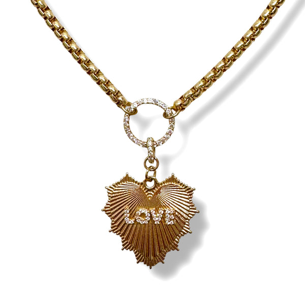 Box Chain With Beautiful LOVE Heart Charm