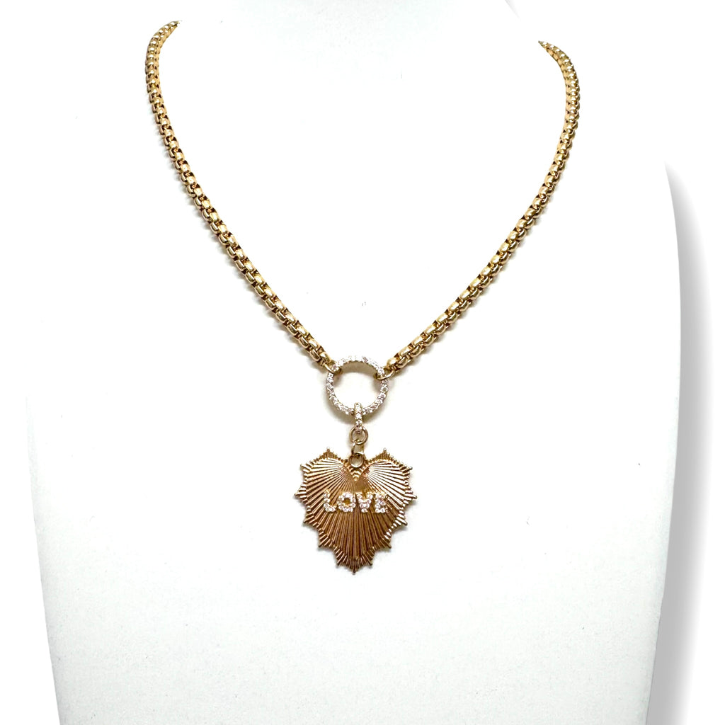 Box Chain With Beautiful LOVE Heart Charm