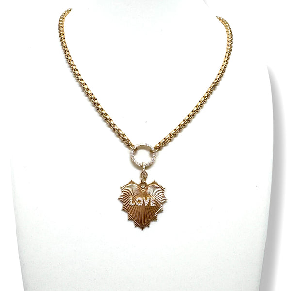 Box Chain With Beautiful LOVE Heart Charm