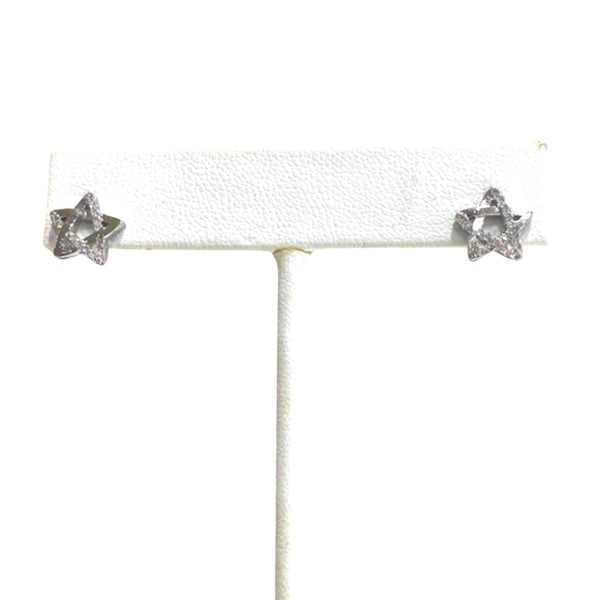 Star of David CZ Silver Post Earrings