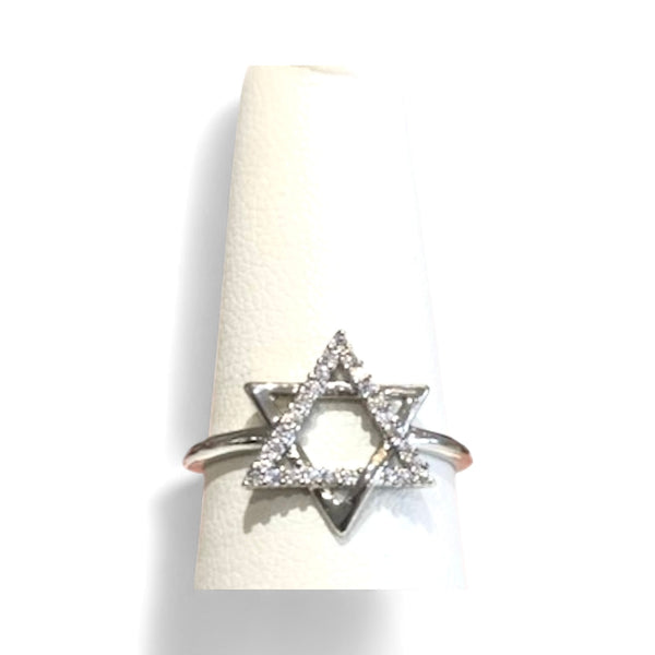 Sterling Star of David CZ  Ring