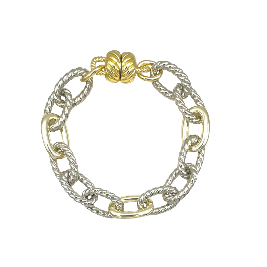 Two Tone Oval Link Magnetic Bracelet