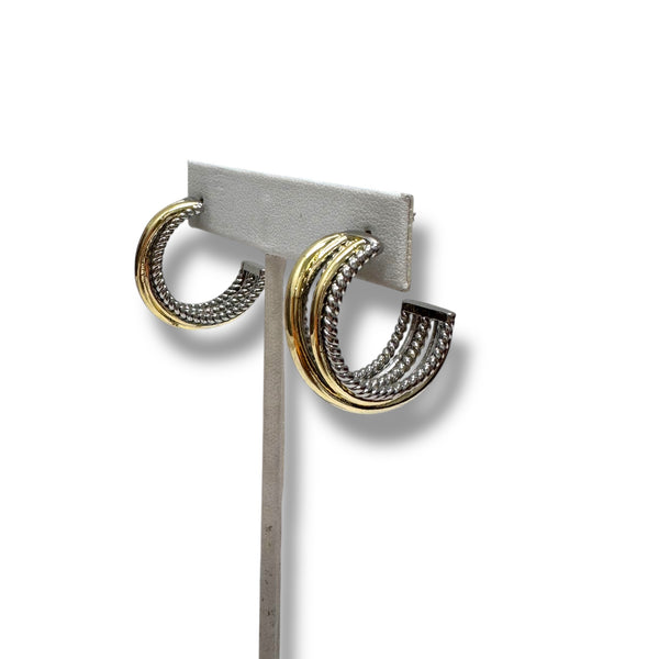 Two-Tone 1" Textured Wide Hoops