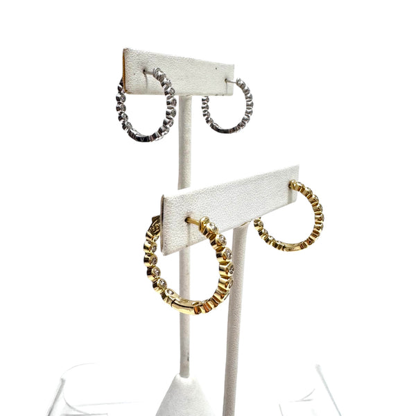 1" CZ Bezel Set Inside Outside Hoops