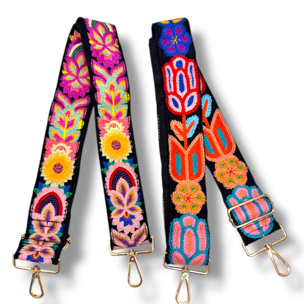 Floral Embroidered Guitar/Purse Strap