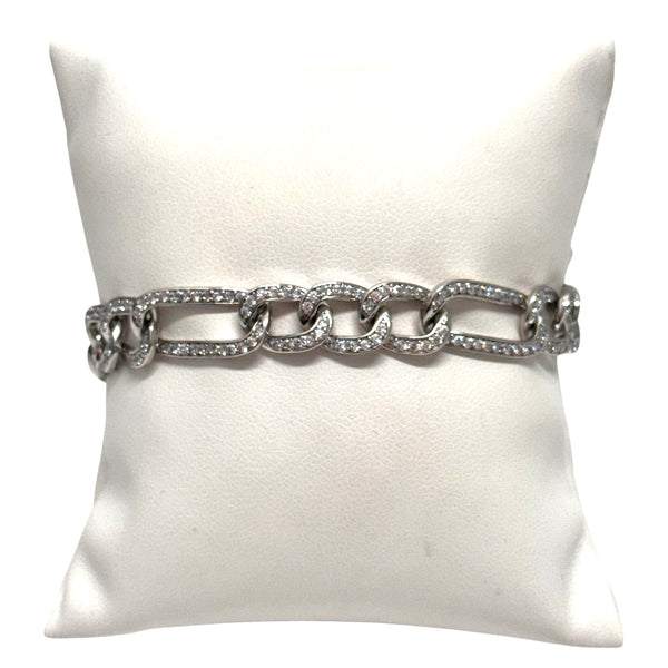 Pave Cuban and Paperclip Link Chain Bracelet