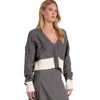 Elan Grey/ White Color Block Carrie Cardigan Sweater