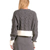 Elan Grey/ White Color Block Carrie Cardigan Sweater
