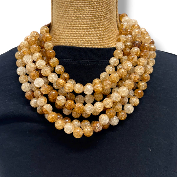 Multi Layer Brown Crackle Beaded Necklace