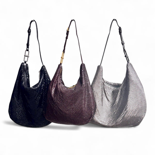 Elsa Metallic Mesh Hobo Bags