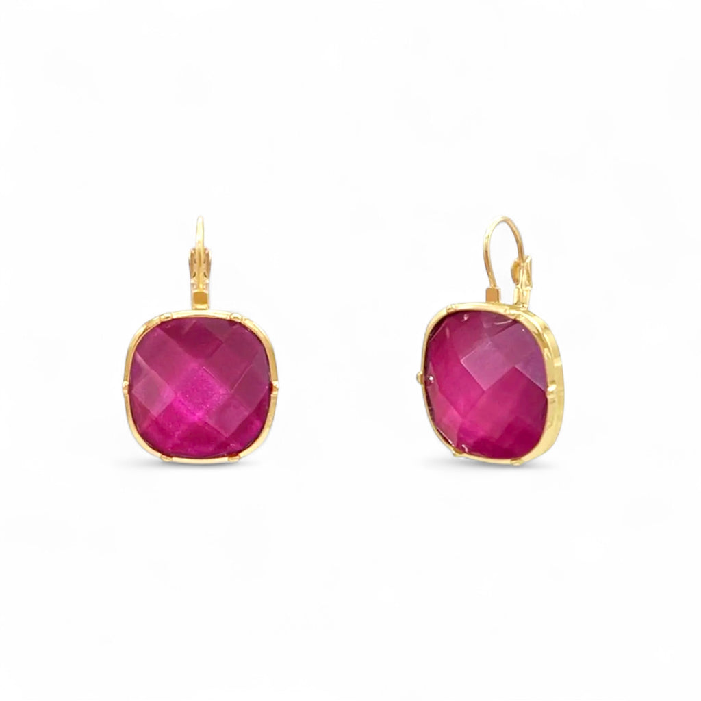 Burgundy Faceted Stone Earring