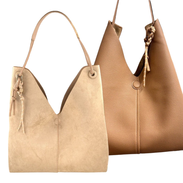 Colleen Reversible Leatherette/Suede Handbag/Tote