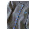 Button Down Grey Sweater with Heart Patch