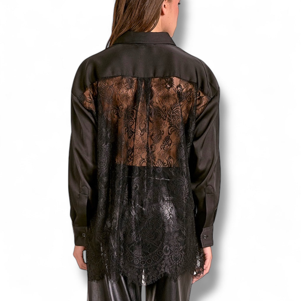 Elan Button Down Shirt With Lace Back