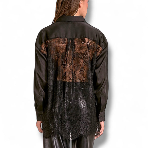 Elan Button Down Shirt With Lace Back