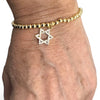 4mm Gold Beaded CZ Star of David Charm Bracelet
