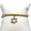 4mm Gold Beaded CZ Star of David Charm Bracelet