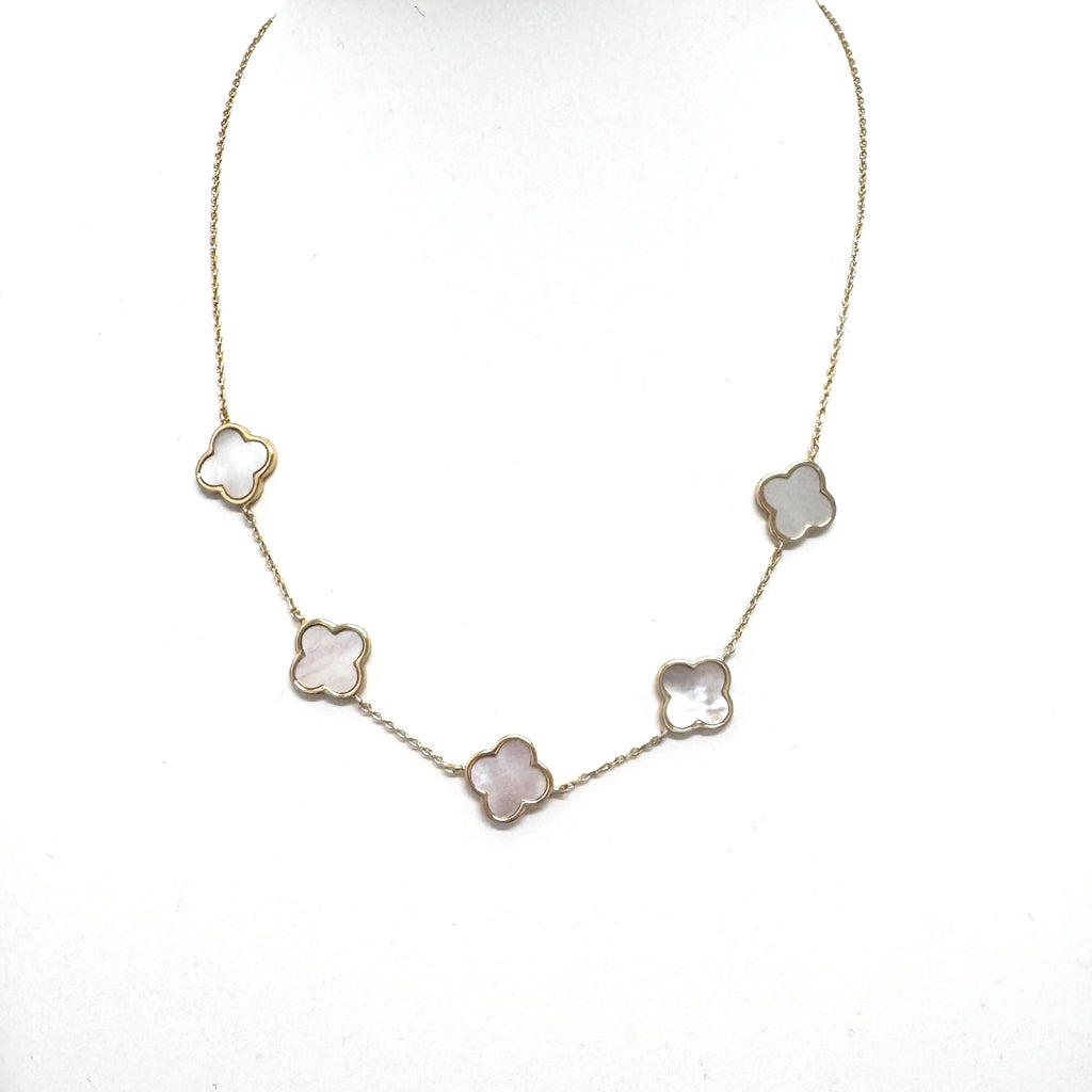 5 Mother of Pearl Clover Necklace