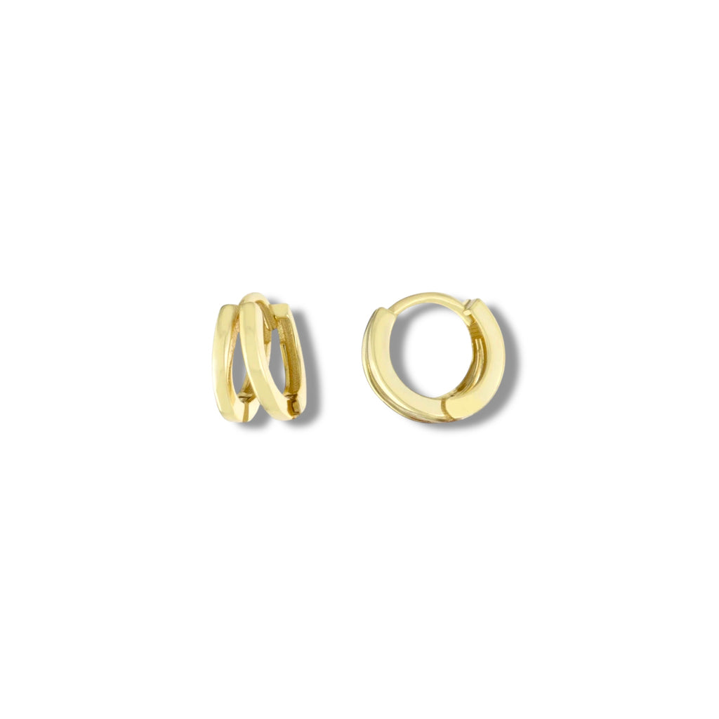 Mini Sterling Silver Gold Dipped Double Row Huggie Earrings