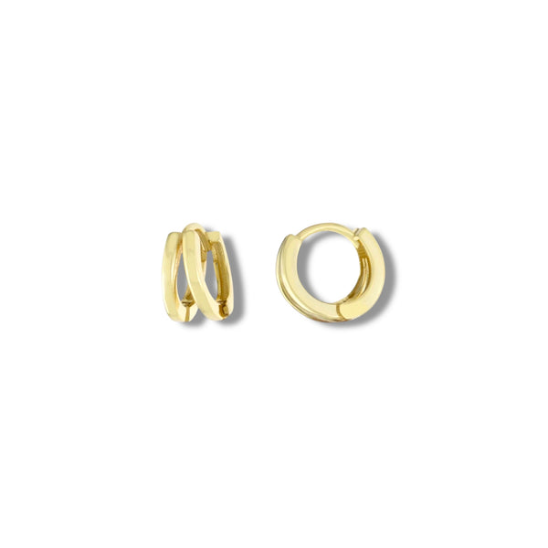 Mini Sterling Silver Gold Dipped Double Row Huggie Earrings